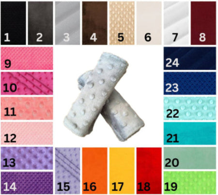 minky colors available for the minky car seat strap covers