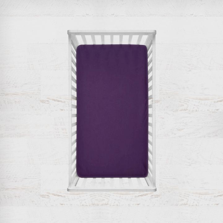 Cotton Crib Sheets Changing Pad Cover Purple Nursery Theme - The Creative Raccoon