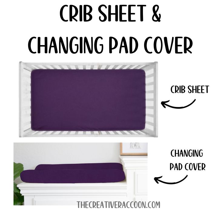 Cotton Crib Sheets Changing Pad Cover Purple Nursery Theme - The Creative Raccoon