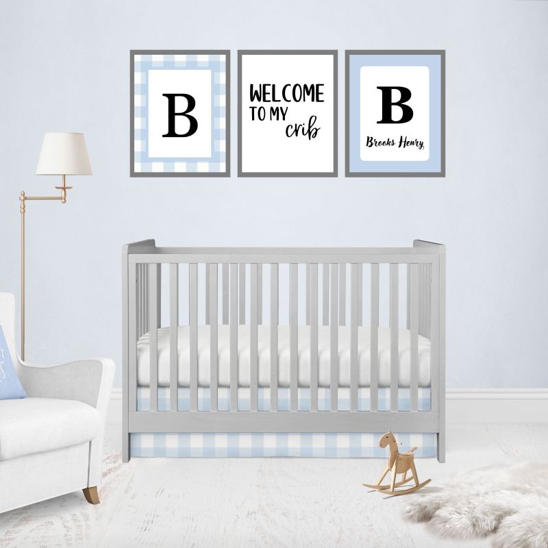 Crib Bed Skirt Blue Gingham Bedding Blue Nursery Decor - The Creative Raccoon