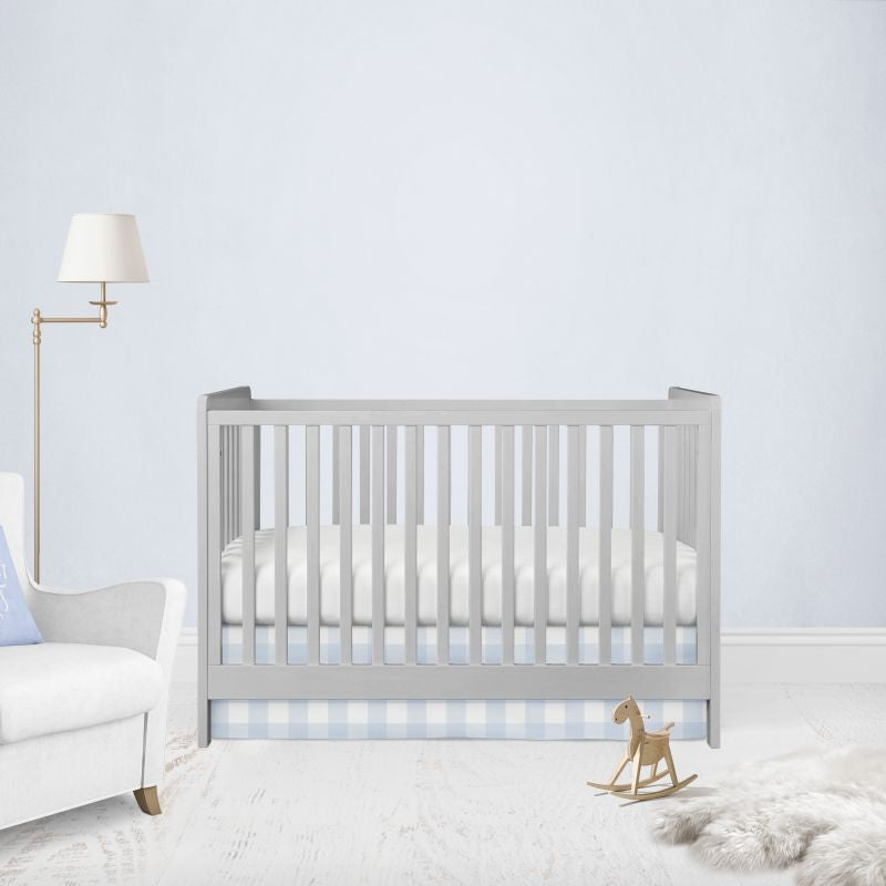 Crib Bed Skirt Blue Gingham Bedding Blue Nursery Decor - The Creative Raccoon