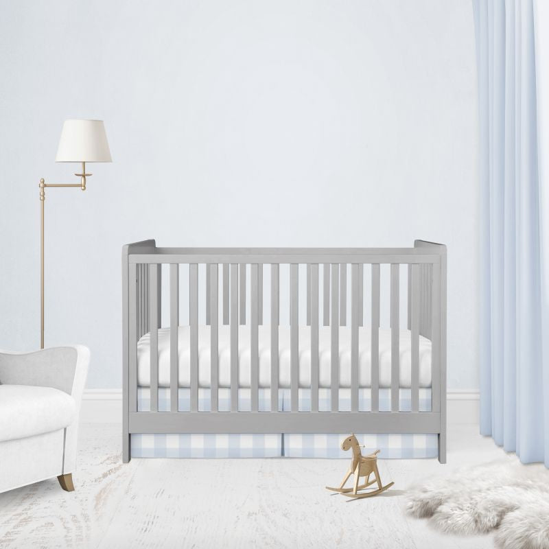 Crib Bed Skirt Blue Gingham Bedding Blue Nursery Decor - The Creative Raccoon