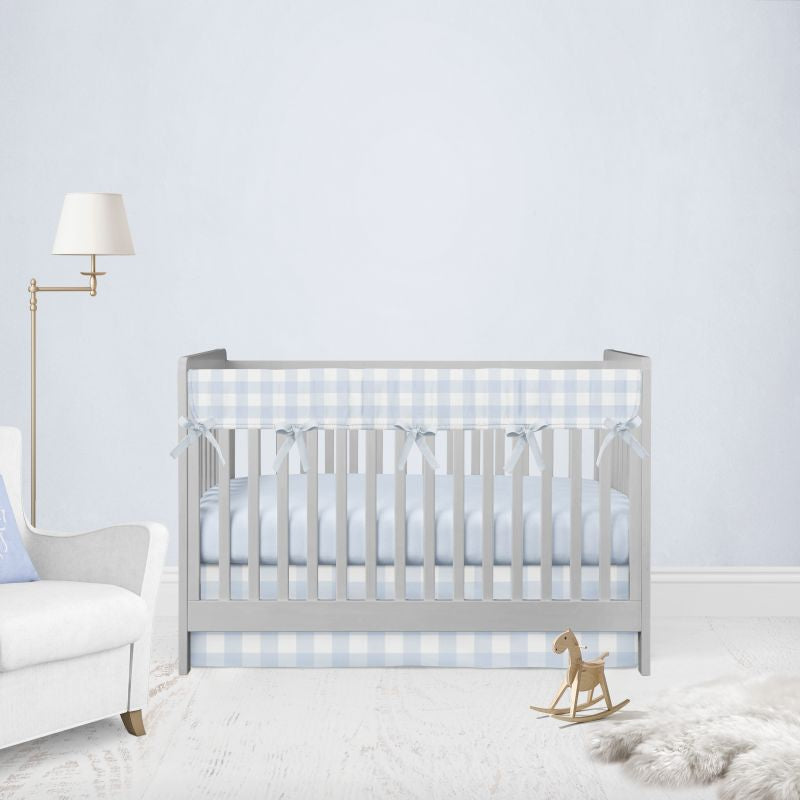 Crib Bedding Gingham Blue Nursery Sets Crib Rail Cover - The Creative Raccoon