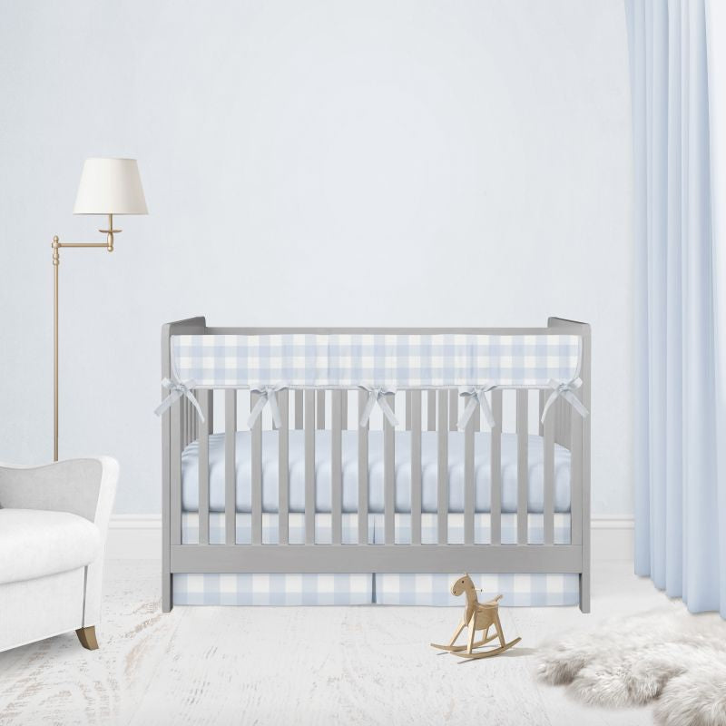 Crib Bedding Gingham Blue Nursery Sets Crib Rail Cover - The Creative Raccoon