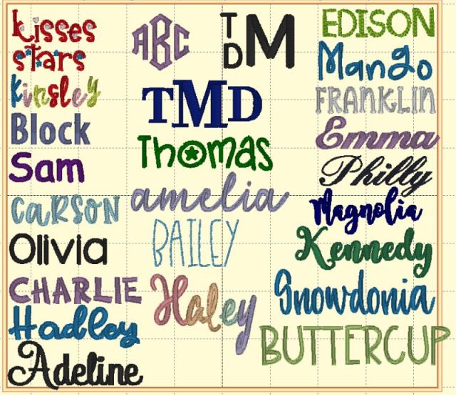fonts for the embroidery
Custom Embroidery Add on: Applique Monograms - The Creative Raccoon
