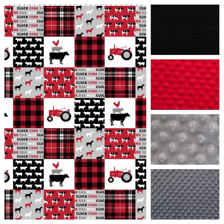 Farm Themed Personalized Baby Blanket Red - The Creative Raccoon