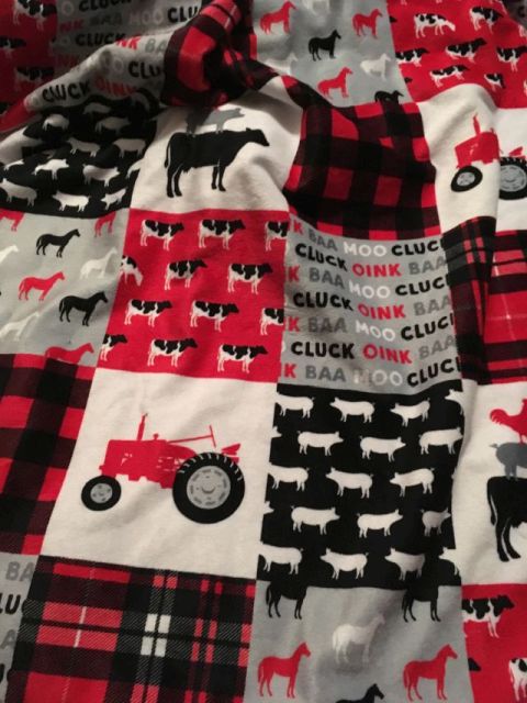 Farm Themed Personalized Baby Blanket Red - The Creative Raccoon
