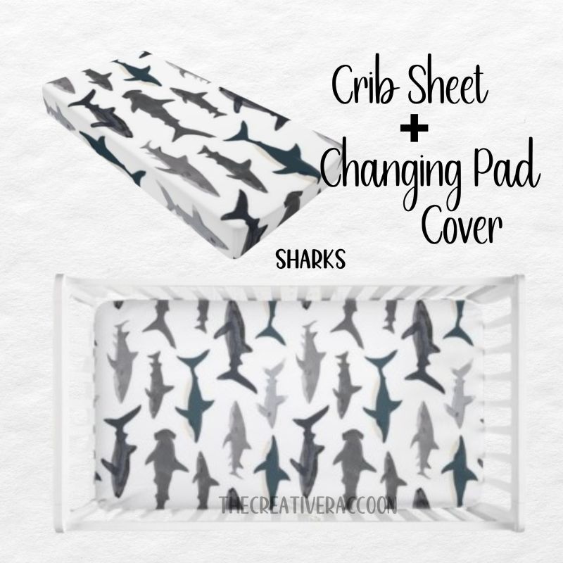 Nautical Bedding Shark Theme Crib Bedding Blue Nursery - The Creative Raccoon