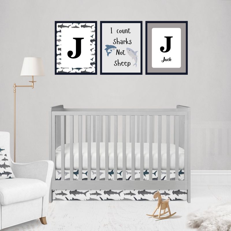 Nautical Bedding Shark Theme Crib Bedding Blue Nursery - The Creative Raccoon