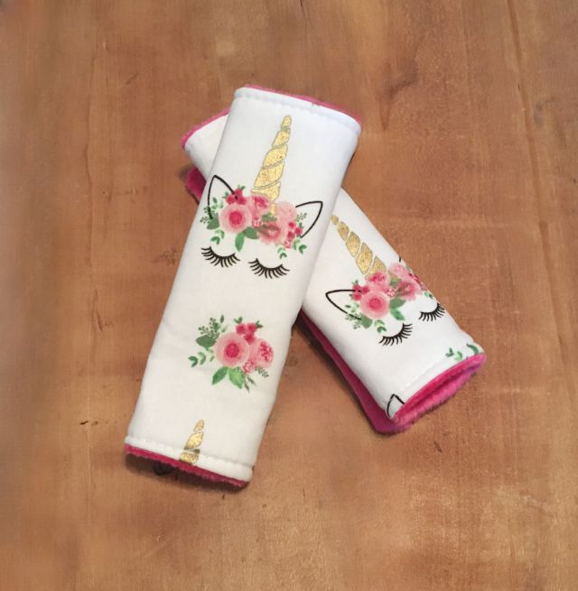 Unicorn Themed Car Seat Strap Covers - The Creative Raccoon
