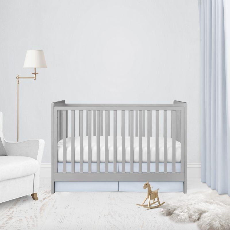 light blue crib skirt - pleat option - The Creative Raccoon