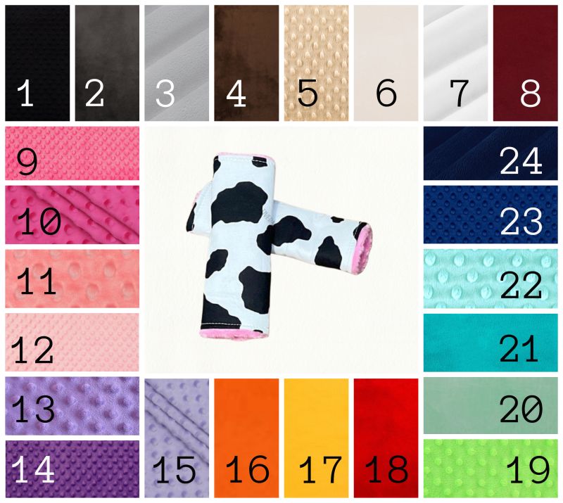 minky colors - Farm Themed Car Seat Strap Covers 2nd Birthday Gifts - The Creative Raccoon