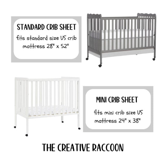 standard crib sheet for mattress 28x52 inches & mini crib sheet for mattress 24x38 inches - The Creative Raccoon