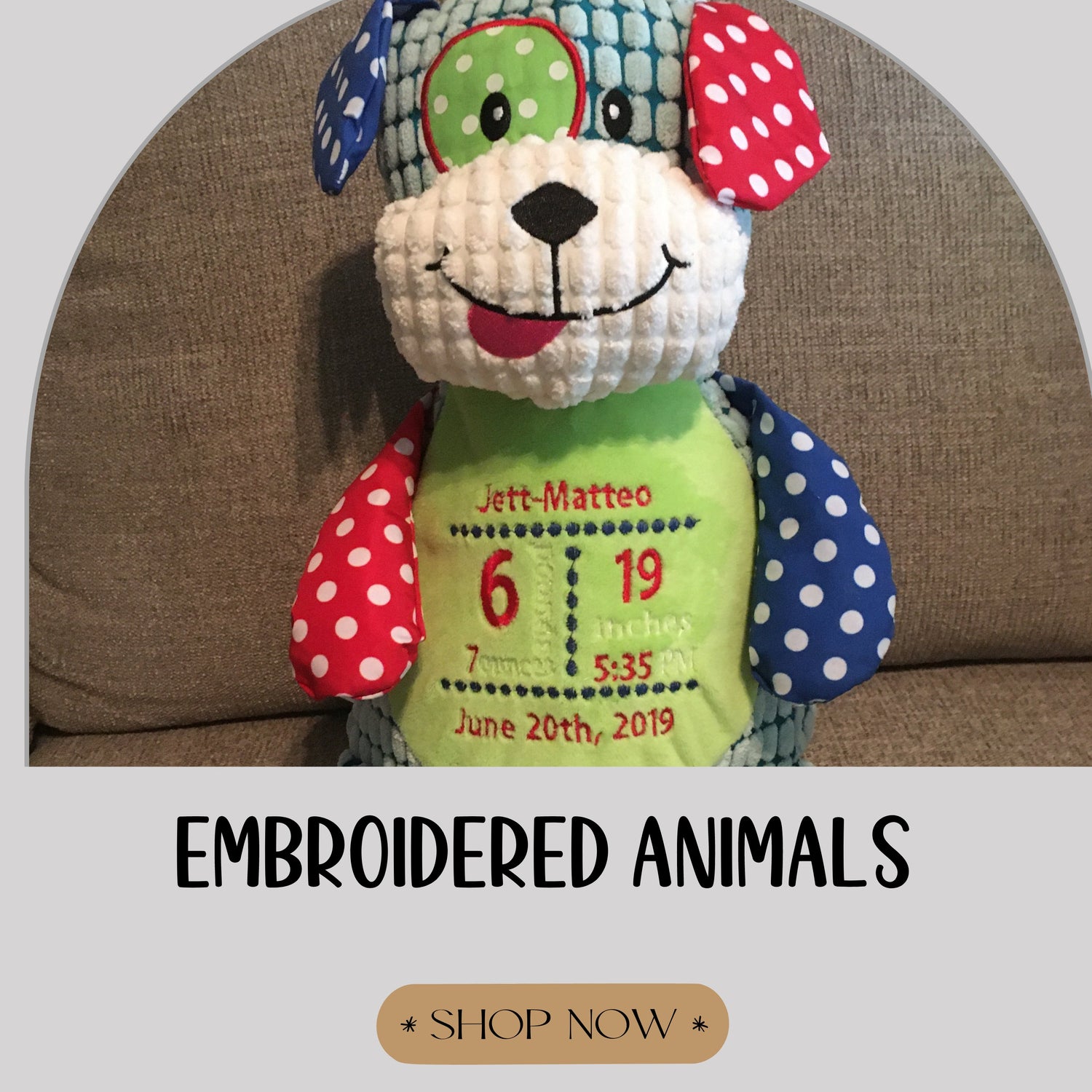 Embroidered Stuffed Animals