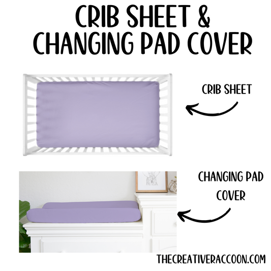 lilac crib sheet & changing pad cover
