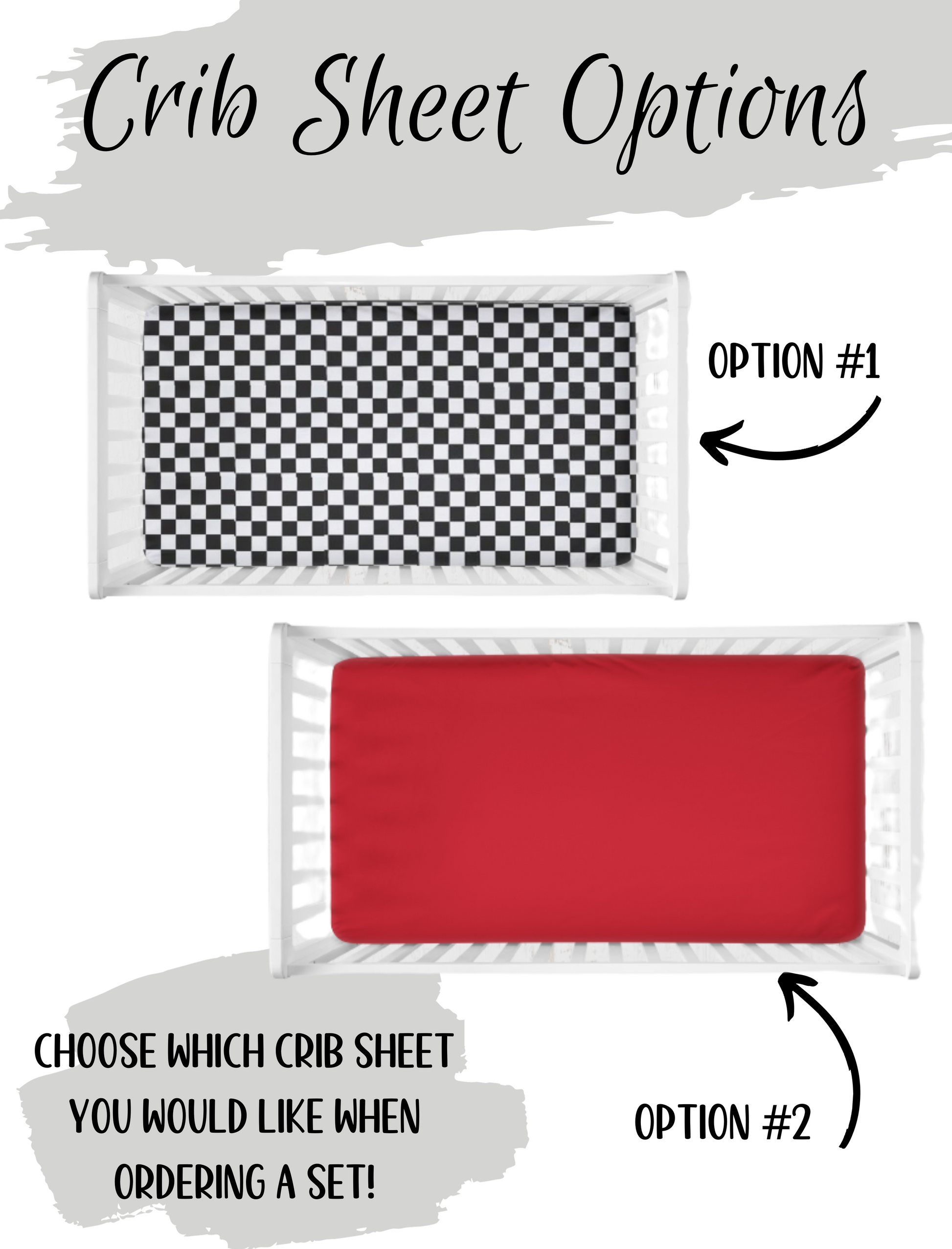 you pick your crib sheet - racing check or red 