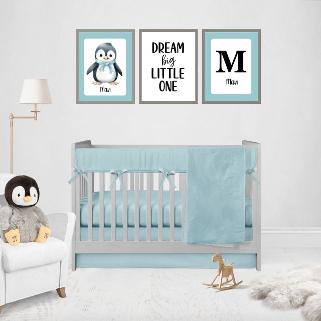 Aqua Crib Bedding Set - The Creative Raccoon