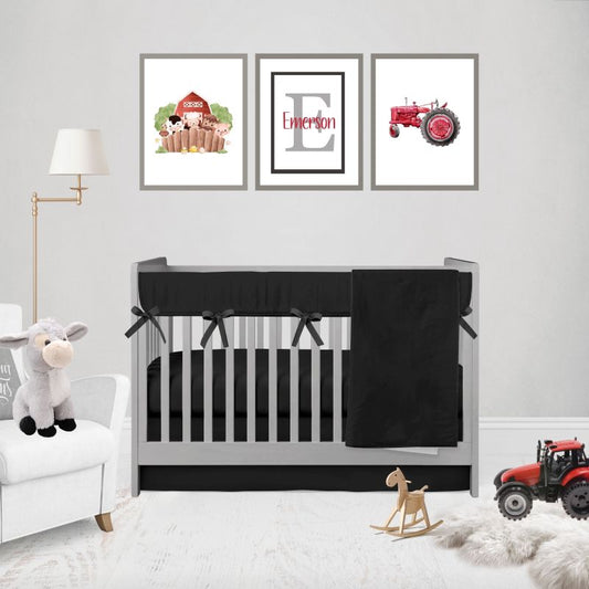 Black Nursery Baby Crib Sets Crib Comforter Black Bedding - The Creative Raccoon