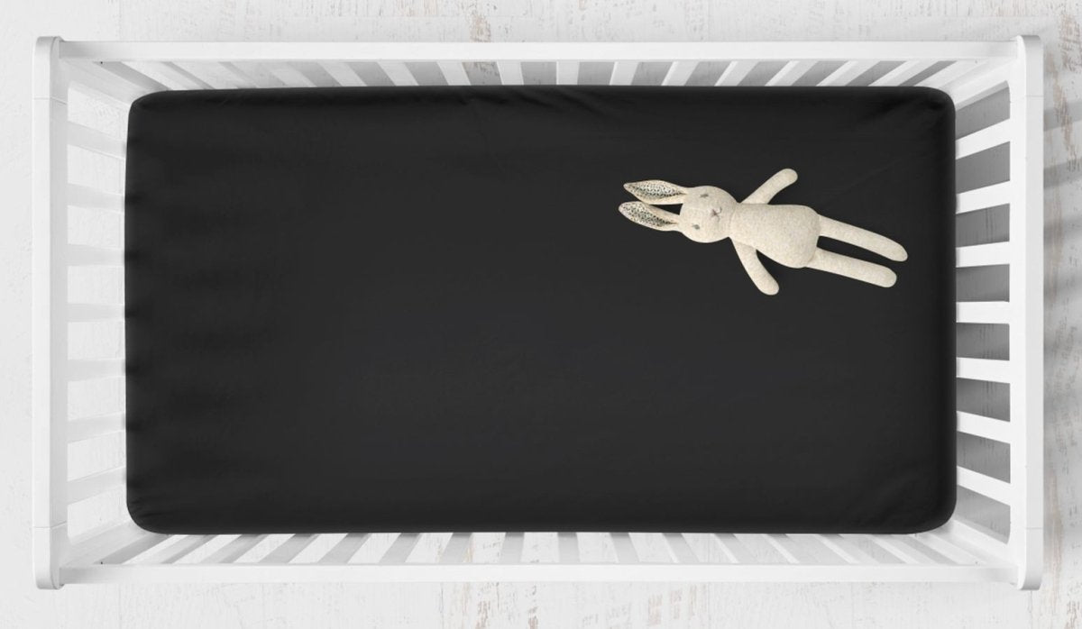 Black Nursery Crib Sheet Changing Pad Cover Monochrome - The Creative Raccoon