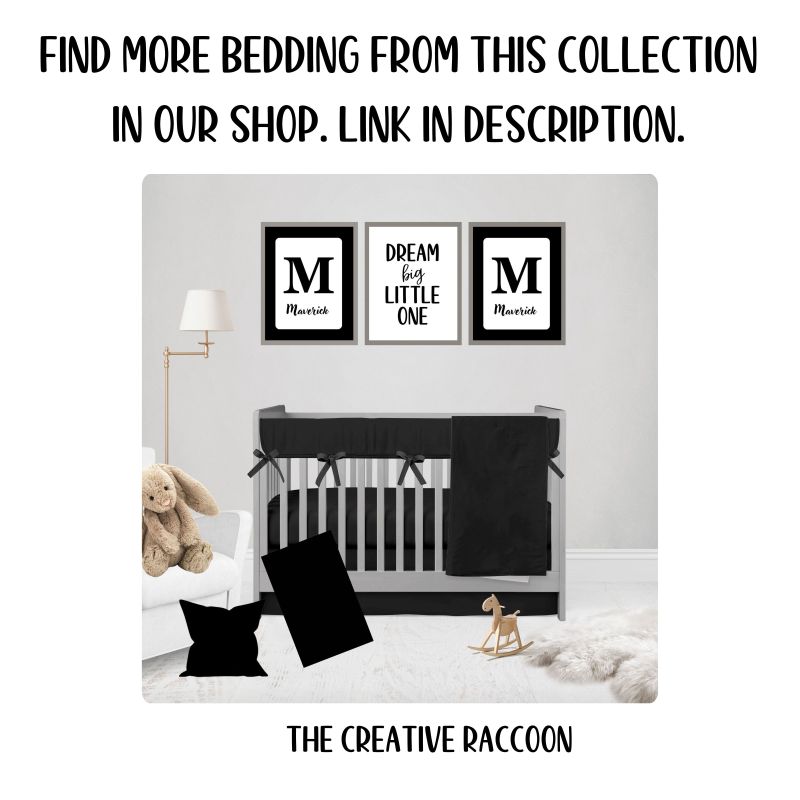 Black Nursery Crib Sheet Changing Pad Cover Monochrome - The Creative Raccoon