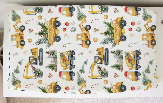 Changing Pad Cover: Christmas Construction Trucks - The Creative Raccoon