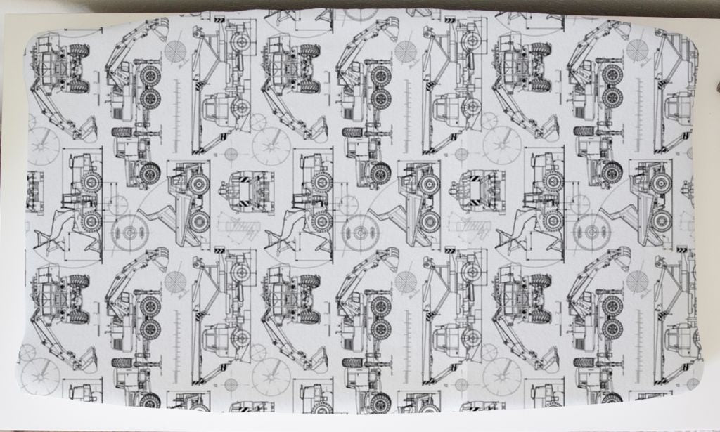 Changing Pad Cover: Construction Trucks Blueprint Black - The Creative Raccoon