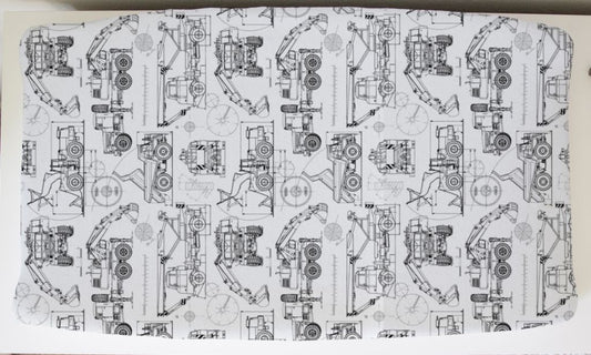Changing Pad Cover: Construction Trucks Blueprint Black - The Creative Raccoon