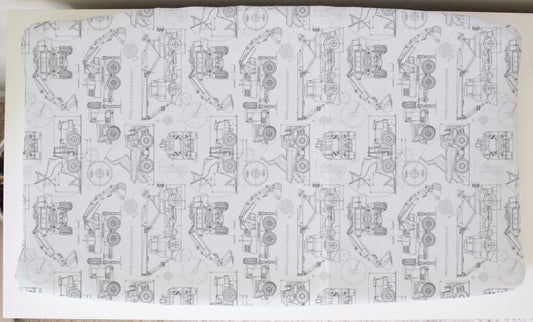 Changing Pad Cover: Construction Trucks Blueprint Gray - The Creative Raccoon