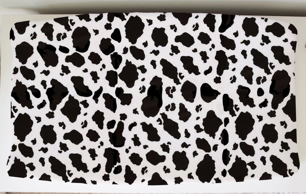Changing Pad Cover: Cow Print - The Creative Raccoon, Black and white co print