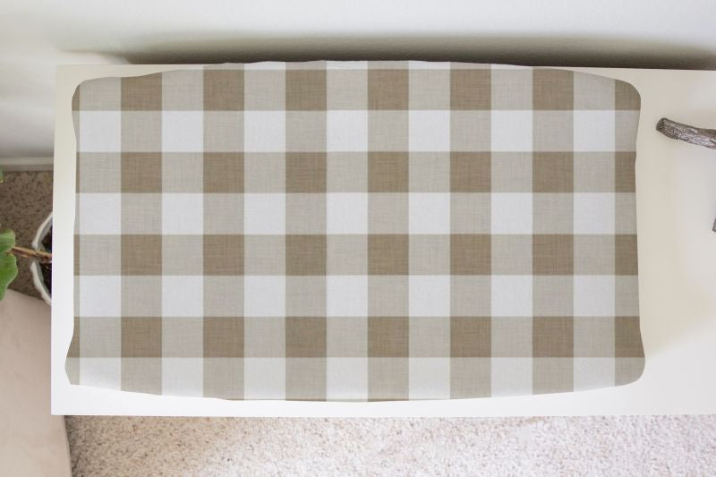 khaki gingham changing pad cover. Changing Pad Cover: Khaki Gingham Nursery - The Creative Raccoon