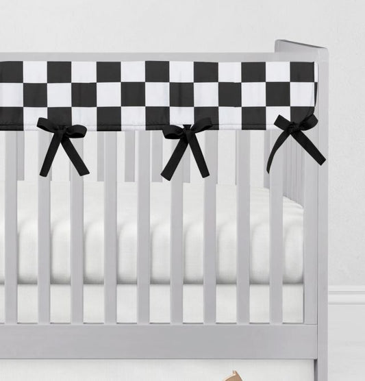 Checkered Racing Crib Rail Cover - The Creative Raccoon