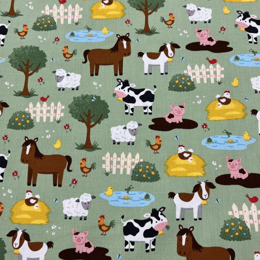 Cotton Fabric by the Yard, Farm Animal Fabric - The Creative Raccoon