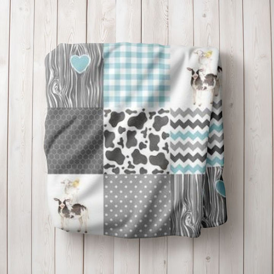 Cow Print Blanket Farm Theme Nursery Handmade Blanket - The Creative Raccoon