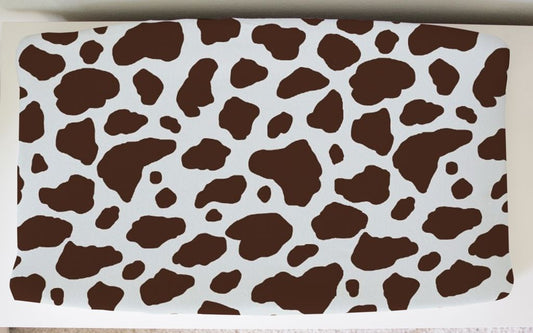 Cow Print Changing Pad Cover: Brown & White - The Creative Raccoon
