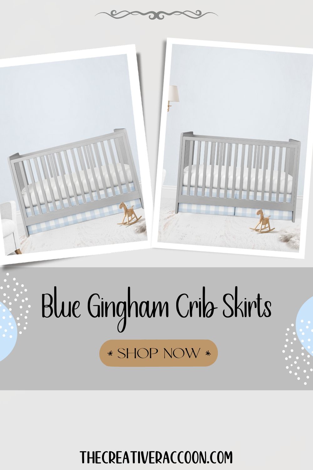 Crib Bed Skirt Blue Gingham Bedding Blue Nursery Decor - The Creative Raccoon