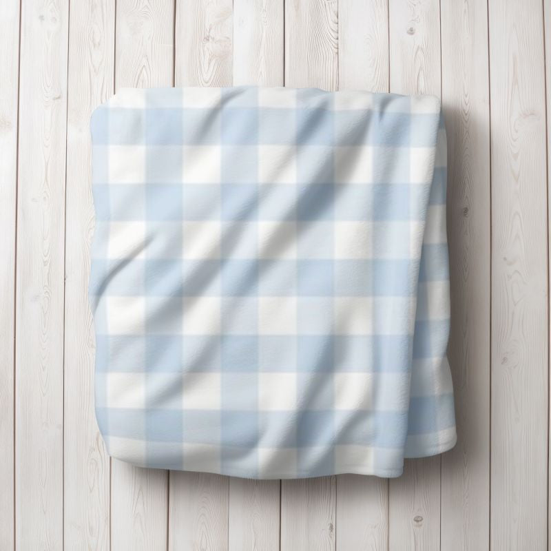 Crib Bedding Set Gingham Light Blue Nursery Sets - The Creative Raccoon 