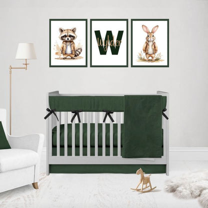 Crib Bedding Set Hunter Green Theme - The Creative Raccoon