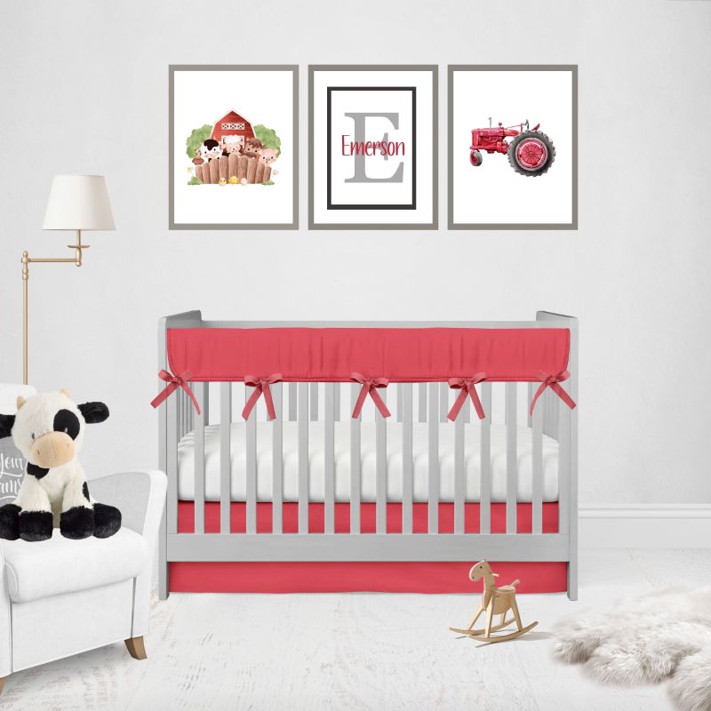 Crib Rail Cover Crib Skirt Crib Bedding Set Red Nursery Set - The Creative Raccoon