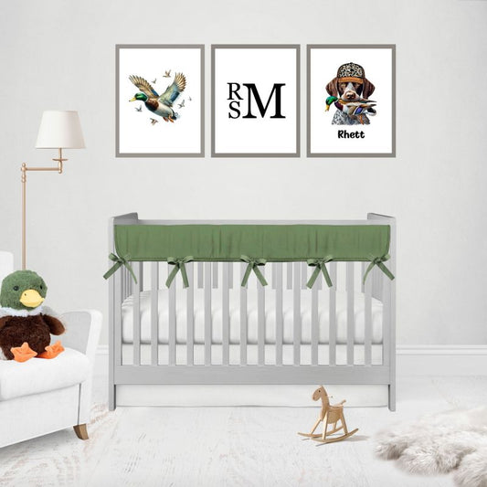 Crib Rail Cover Green Bedding Set Dark Sage Green Nursery - The Creative Raccoon