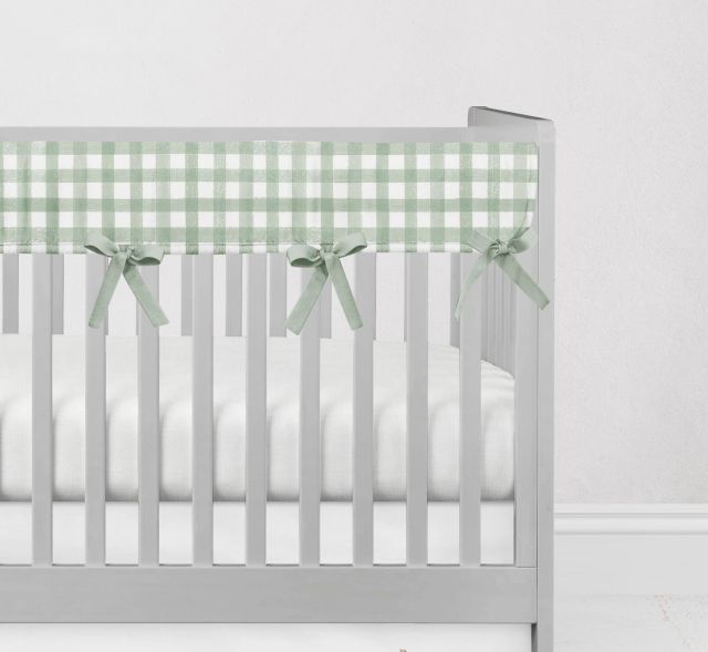 Crib Rail Cover: Sage Gingham - The Creative Raccoon