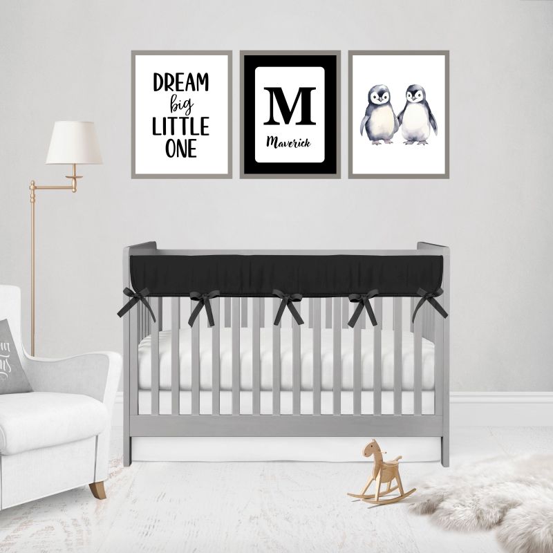 Crib Rail Cover Set, Black Nursery - The Creative Raccoon