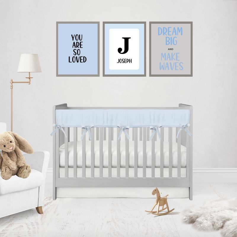 Crib Rail Cover for Teething Blue Nursery Sets - The Creative Raccoon