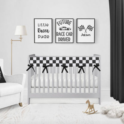 Crib Rail Cover for Teething Checkered - The Creatve Raccoon 
