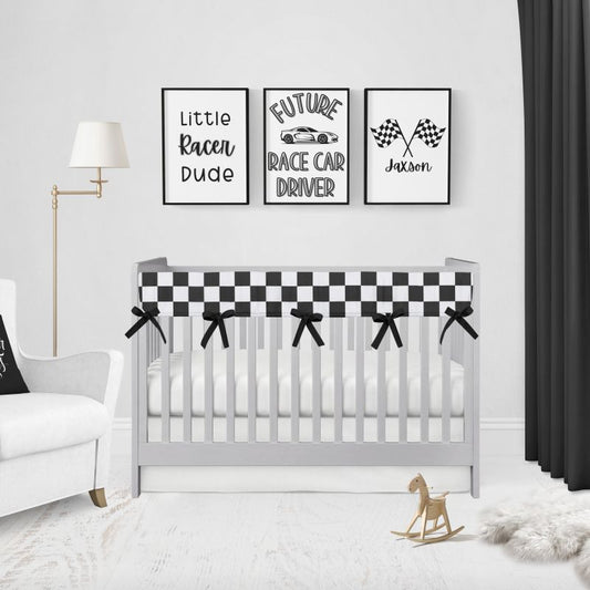 Crib Rail Cover for Teething Checkered - The Creatve Raccoon 