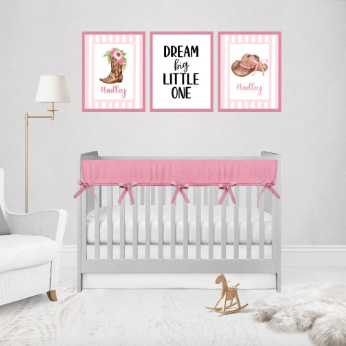 Mini Crib Bedding Crib Rail Cover Pink Nursery Decor - The Creative Raccoon