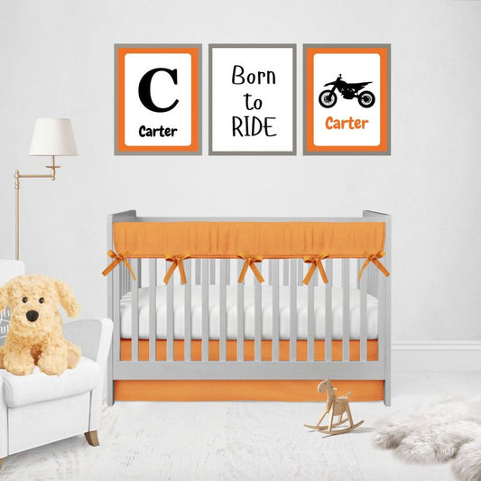 Crib Rail Teething Cover Orange Bedding Nursery Set - The Creative Raccoon