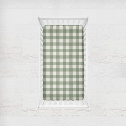 Crib Sheet: Dark Sage Gingham - The Creative Raccoon