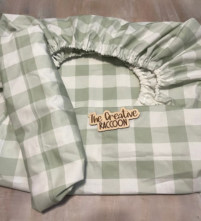 Crib Sheet: Light Sage Gingham - The Creative Raccoon 