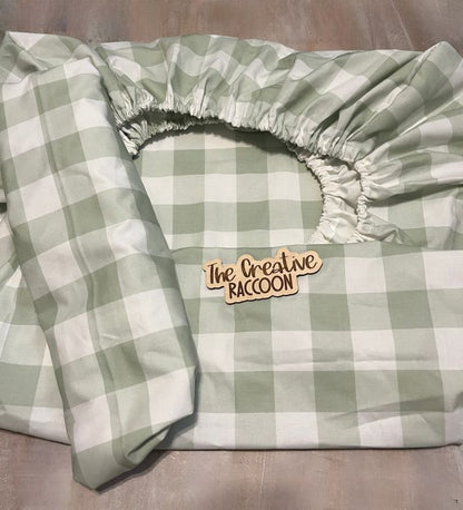 Crib Sheet: Light Sage Gingham - The Creative Raccoon 