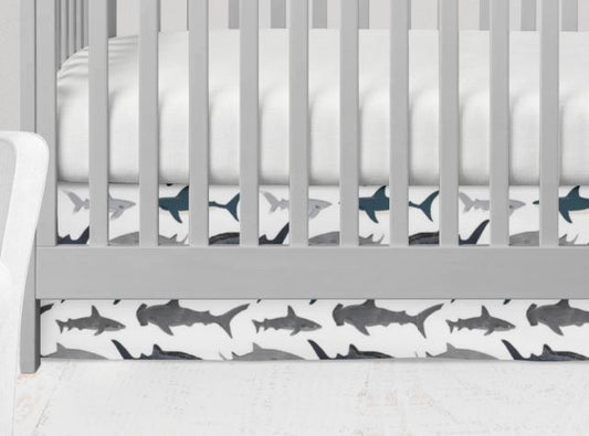 Crib Skirt: Shark Nautical Nursery - The Creative Raccoon 